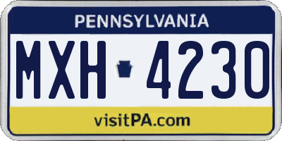 PA license plate MXH4230