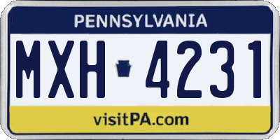 PA license plate MXH4231