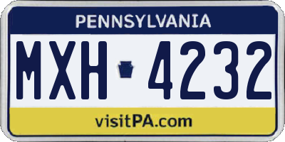 PA license plate MXH4232