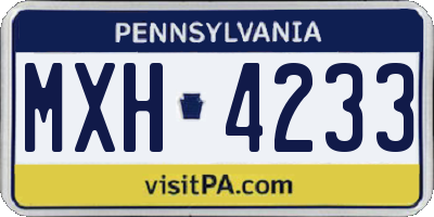 PA license plate MXH4233