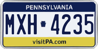 PA license plate MXH4235