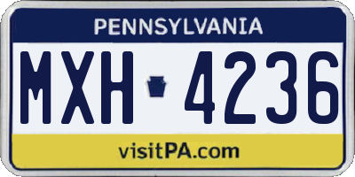PA license plate MXH4236