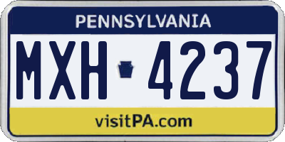 PA license plate MXH4237