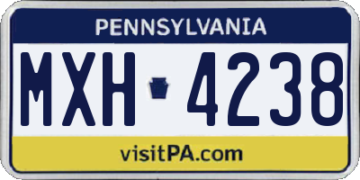 PA license plate MXH4238