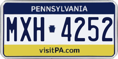 PA license plate MXH4252