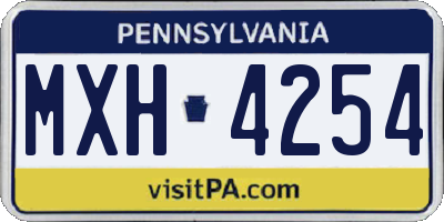 PA license plate MXH4254