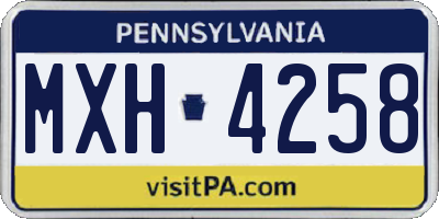 PA license plate MXH4258