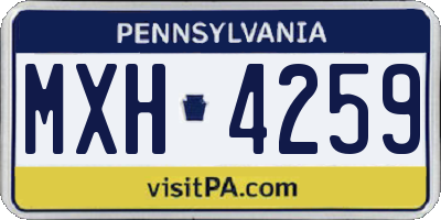 PA license plate MXH4259