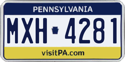 PA license plate MXH4281