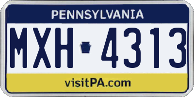 PA license plate MXH4313