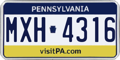 PA license plate MXH4316