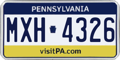 PA license plate MXH4326