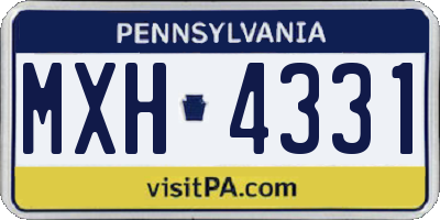 PA license plate MXH4331