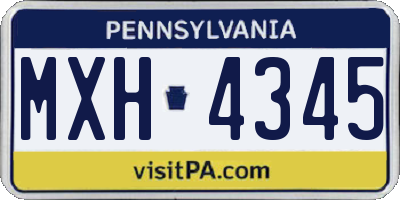 PA license plate MXH4345