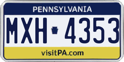 PA license plate MXH4353