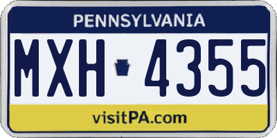 PA license plate MXH4355