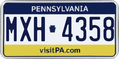 PA license plate MXH4358