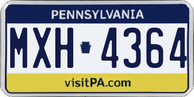 PA license plate MXH4364