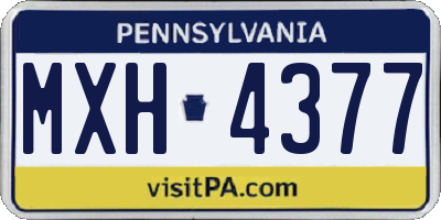 PA license plate MXH4377