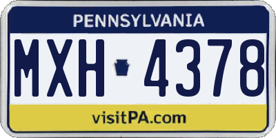 PA license plate MXH4378