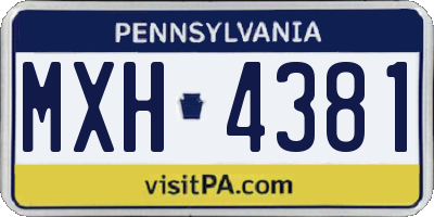 PA license plate MXH4381
