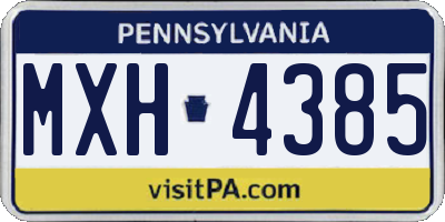 PA license plate MXH4385
