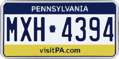 PA license plate MXH4394