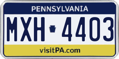 PA license plate MXH4403