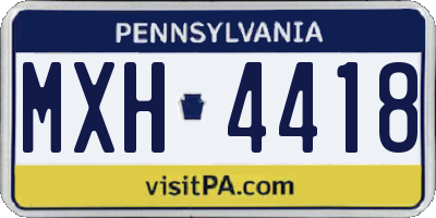 PA license plate MXH4418