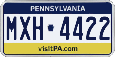 PA license plate MXH4422