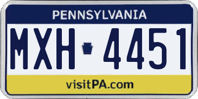 PA license plate MXH4451