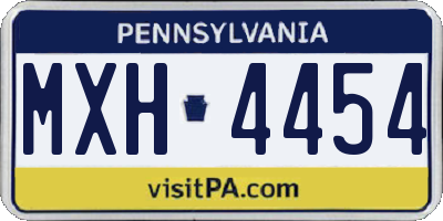 PA license plate MXH4454
