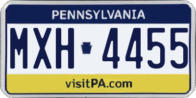 PA license plate MXH4455