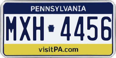 PA license plate MXH4456
