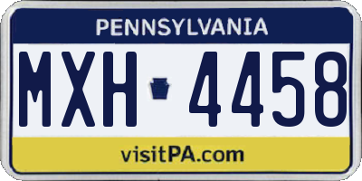 PA license plate MXH4458
