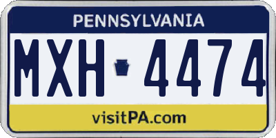 PA license plate MXH4474