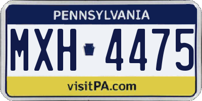 PA license plate MXH4475