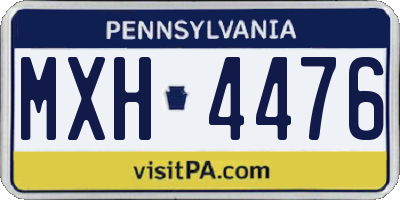 PA license plate MXH4476