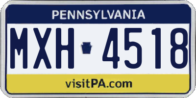 PA license plate MXH4518