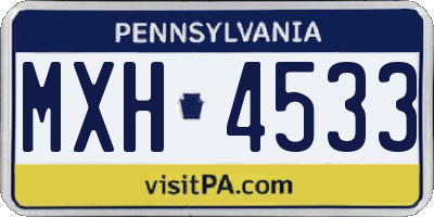 PA license plate MXH4533
