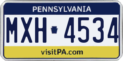 PA license plate MXH4534