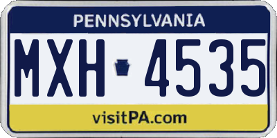 PA license plate MXH4535