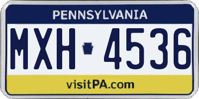 PA license plate MXH4536