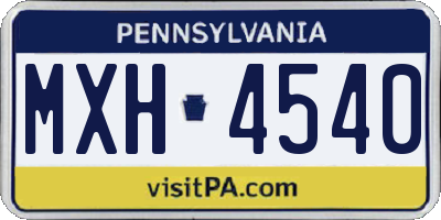 PA license plate MXH4540