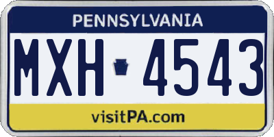 PA license plate MXH4543