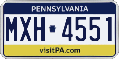 PA license plate MXH4551
