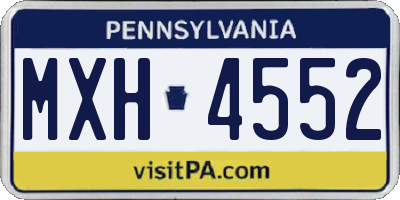 PA license plate MXH4552