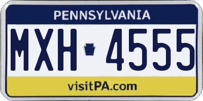 PA license plate MXH4555