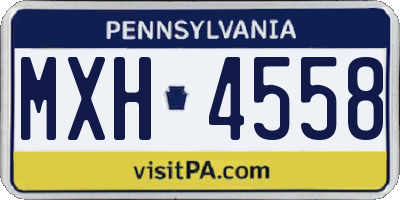 PA license plate MXH4558