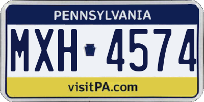 PA license plate MXH4574